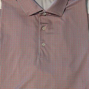 Turtleson golf polo. Size XL. Light blue/red plaid. Short sleeve. Very nice!